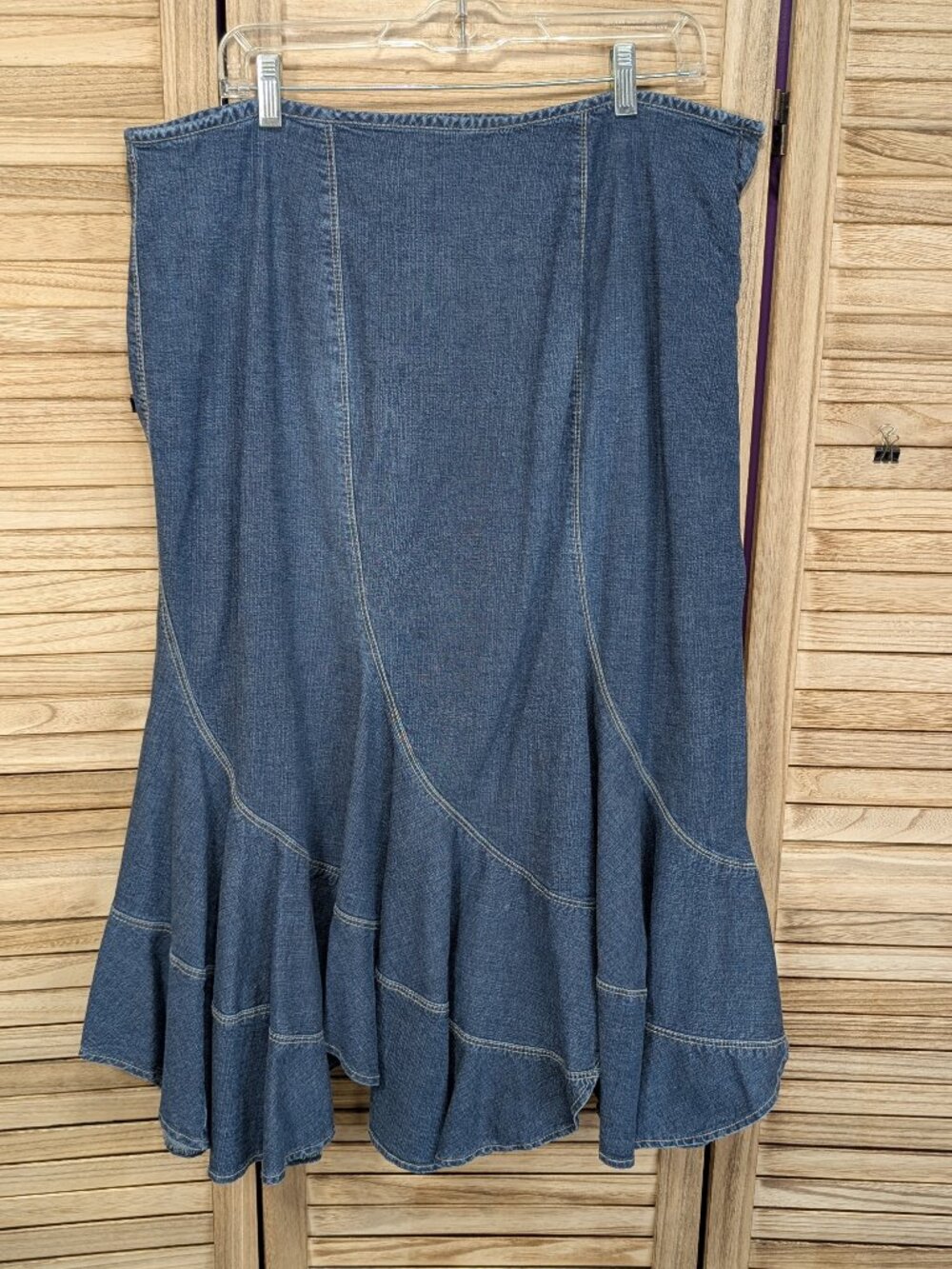 Live a Little Classic Blue Denim Flared Midi Skirt size 18W - Picture 4 of 6